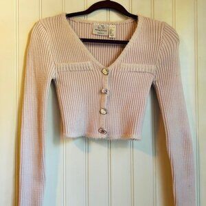 NEW Hello Kitty and Friends x Forever 21 Light Pink Cardigan Face Bow Buttons XS